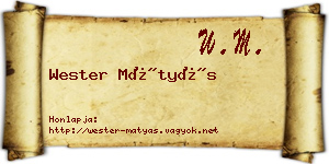 Wester Mátyás névjegykártya
